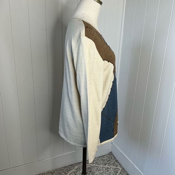 Alfred Dunner Womens Medium Pullover Sweater Colorblock Embellished Long Sleeve - Picture 5 of 14